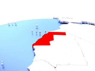 Obraz premium Western Sahara on globe
