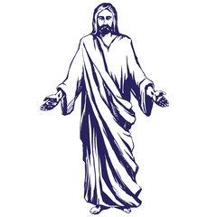 Jesus Christ, the Son of God , symbol of Christianity hand drawn vector illustration sketch