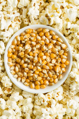 Popcorn and corn seeds.
