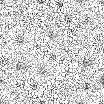 Hand drawn zentangle flower ornament for adult anti stress.