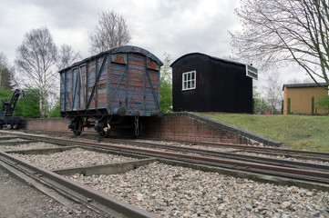 Fototapeta na wymiar Single wagon on a country track