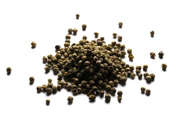  pile green peppercorn isolated on white 