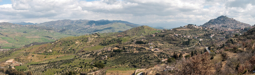 Fototapeta na wymiar Panorama of Agira, Enna, Sicily, Italy