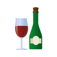 wine cup and bottle isolated icon vector illustration design