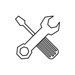 Wrench and screwdriver construction tool icon vector illustration graphic design