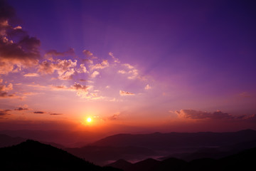 beauty sunset landscape in mountain