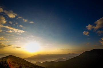 beauty sunset landscape in mountain