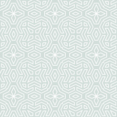 Seamless pattern for your designs and backgrpounds. Modern geometric ornament. Light blue and white pattern