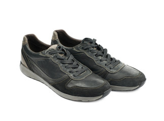 Casual black leather shoesisolated