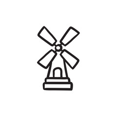 Windmill sketch icon.