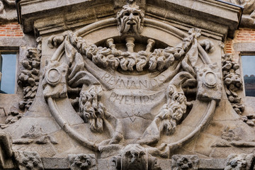 Fototapeta na wymiar Royal Guard Corps. Fragment of entrance gate. Madrid, Spain.