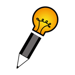 bulb light with pencil vector illustration design