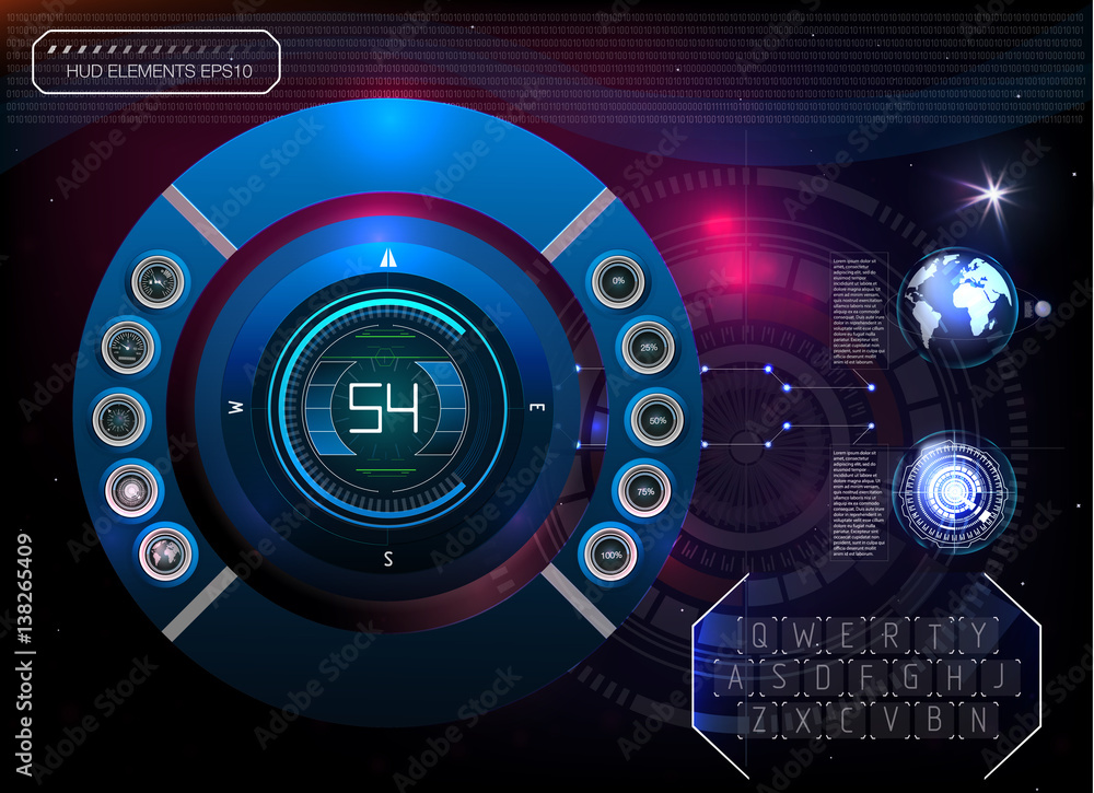 Poster abstract background with different elements of the hud. hud elements,graph.vector illustration.head-