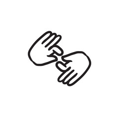 Finger language sketch icon.