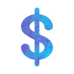 polygon blue icon dollar