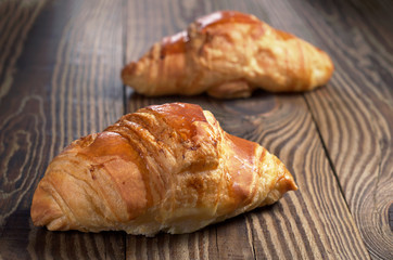 Two fresh croissants