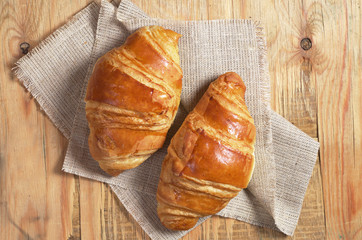 Two fresh croissants