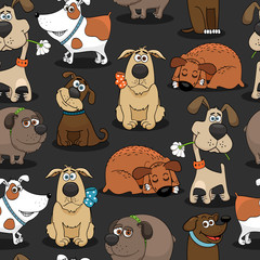 Pattern with different nice Dogs