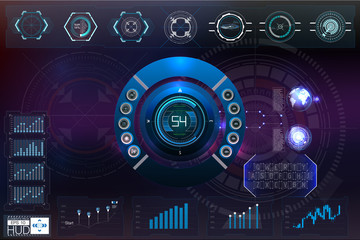 Abstract background with different elements of the hud. Hud elements,graph.Vector illustration.Head-up display elements for Infographic elements.