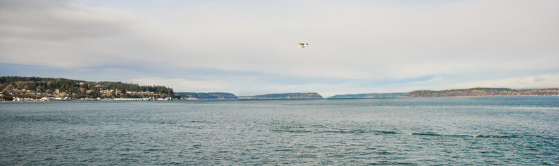Fototapeta na wymiar Ferry Ride From Mukilteo to Whidbey Island On A Beautiful Sunny Winter Day