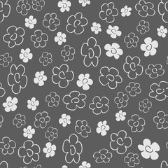 Grey flower seamless pattern