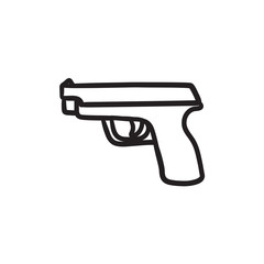 Handgun sketch icon.
