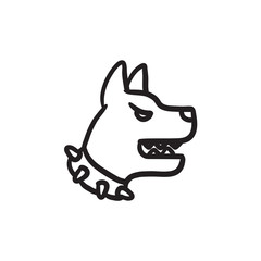 Aggressive police dog sketch icon.