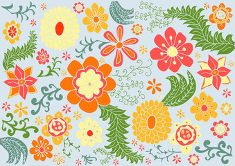 Fototapeta na wymiar vector floral retro color pattern