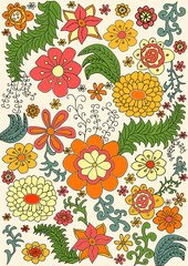 vector floral retro color pattern