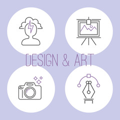 art icons set vector illustration design linear symbols artistic pictogram creativity button graphic collection thin symbol icon line flat isolated