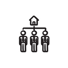 Three real estate agents sketch icon.