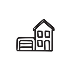 House with garage sketch icon.
