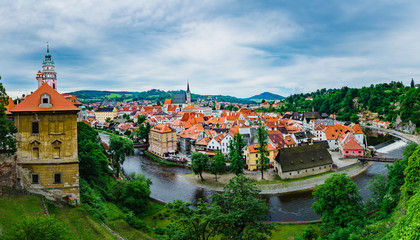 Fototapeta na wymiar Panorama View of a little town in Cesky Kromlov, Czech Republic