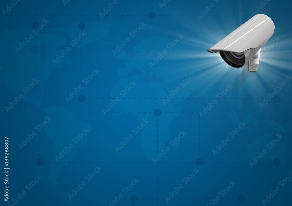 Aufkleber composite image of security camera against a blue map background