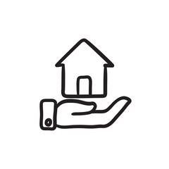 House insurance sketch icon.