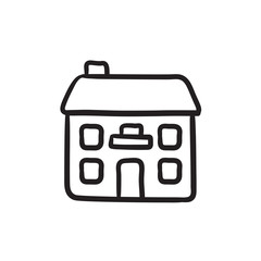 Two storey detached house sketch icon.