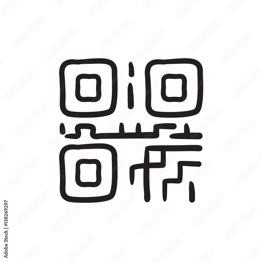 Poster qr code sketch icon.
