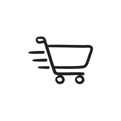 Shopping cart sketch icon.