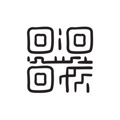 QR code sketch icon.