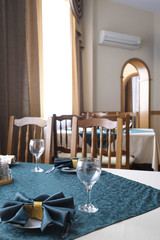 Served table in a cafe