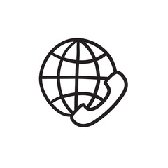 Global communications sketch icon.