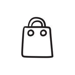 Shopping bag sketch icon.