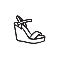 Women platform sandal sketch icon.