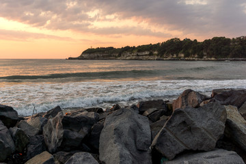 Amazing Sunrise Panorama from Beach of town of Tsarevo, Burgas Region, Bulgaria