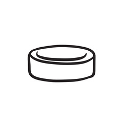 Hockey puck sketch icon.