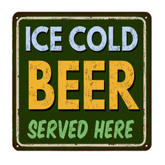 Ice cold beer vintage rusty metal sign