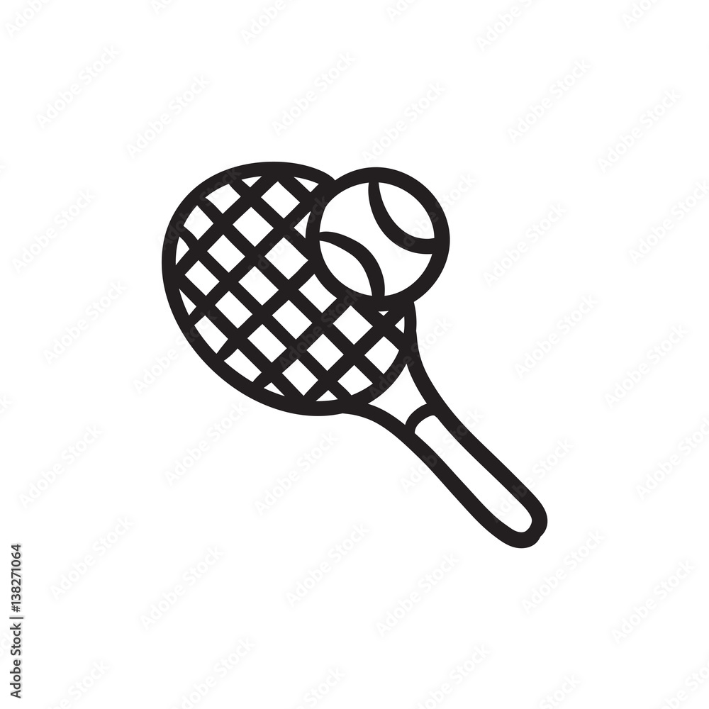 Canvas Prints Tennis racket and ball sketch icon.