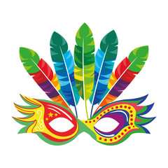 colorful party mask with feathers vector illustration
