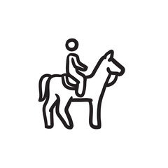 Horse riding sketch icon.