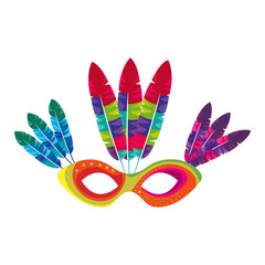 mask with feathers brazil culture vector illustration